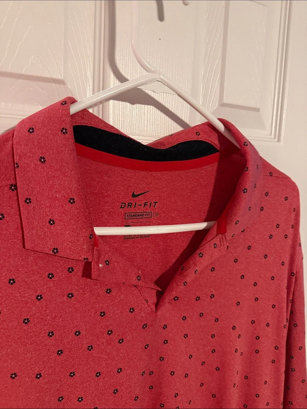 Nike Red Dri-FIT Polo with Micro Dot Print